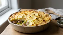 Sausage and leek mash pie for a cozy weeknight dinner